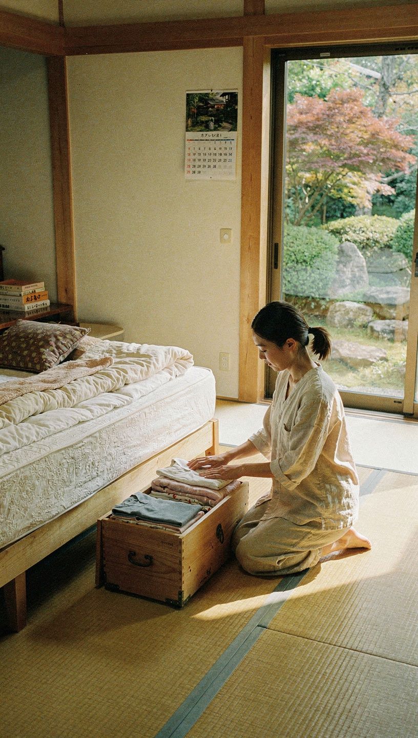 リビングルームの整理整頓された本棚の様子